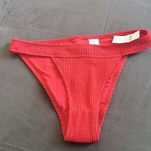 Aerie crinkle banded red bikini bottoms S